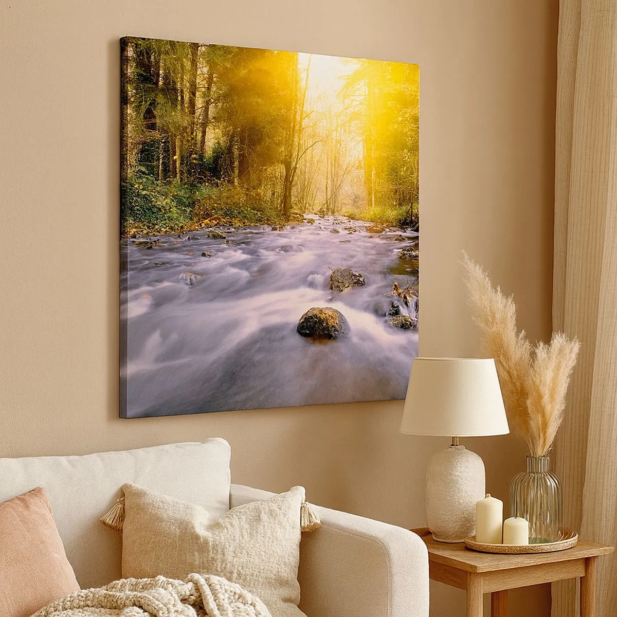 Schilderen op canvas - Malachiet in een zilveren en gouden lijst - 30x30 cm