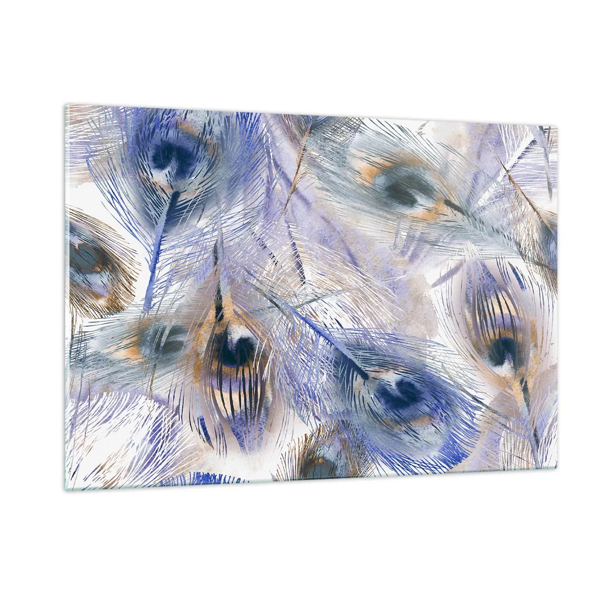 Schilderen op glas - Pauwenogen compositie - 120x80 cm