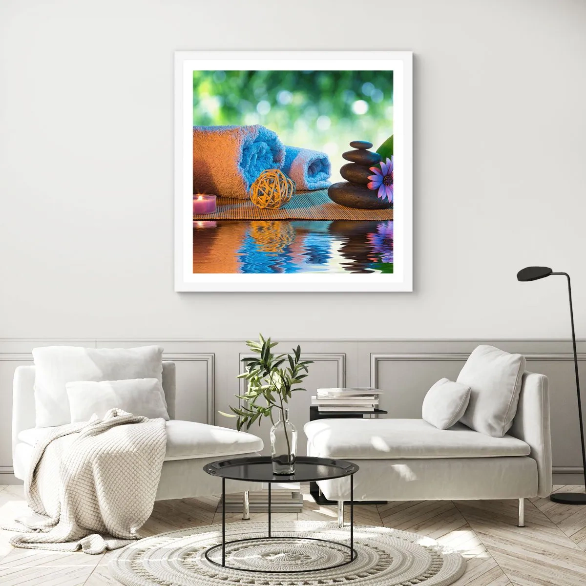 Poster in een witte lijst - Tijd voor het lichaam - 50x50 cm