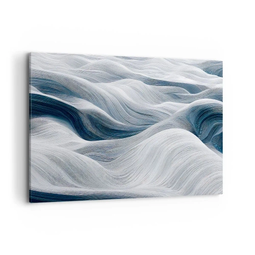 Schilderen op canvas - Witte en blauwe golven - 100x70 cm
