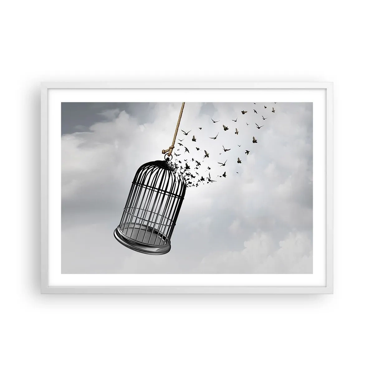 Poster in een witte lijst - Geloof ... Hoop ... Vrijheid! - 70x50 cm