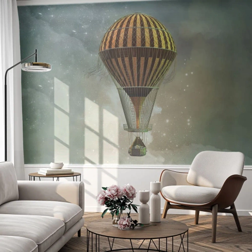 Fotobehang Premium Sand - Baanbrekende vluchten - Ballon, Vlieg, Wolken - 400x280 cm