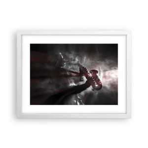 Poster in een witte lijst - In de dampen van jazz - 40x30 cm