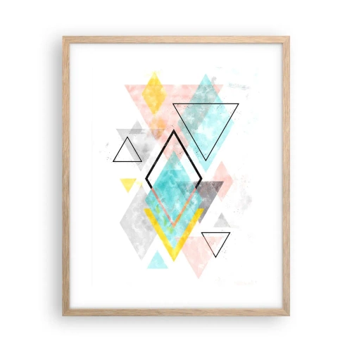 Een poster in een licht eiken lijst - Geometrisch spel - 40x50 cm