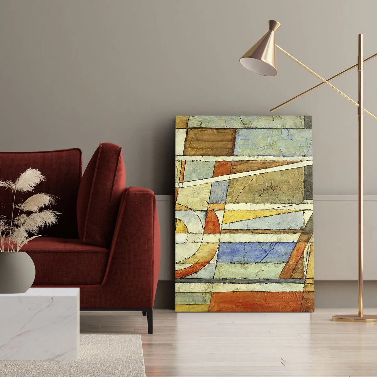 Schilderen op canvas - Kubisme op de bouwplaats - 50x70 cm