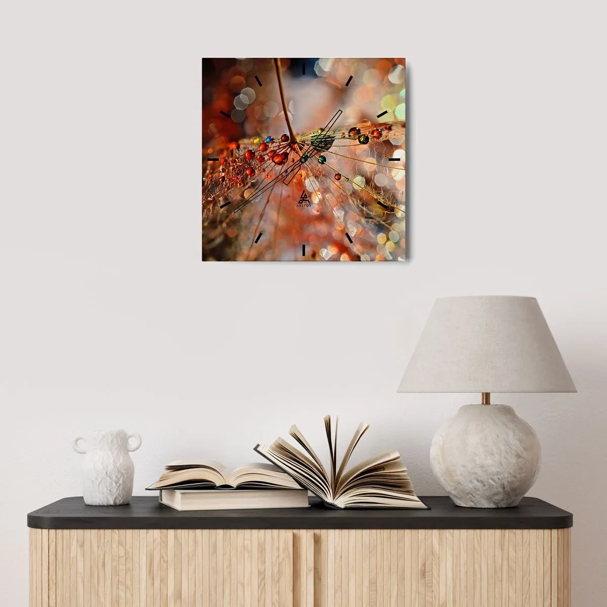 Wandklok - Klok - Geregen op een spinnendraad - 30x30 cm