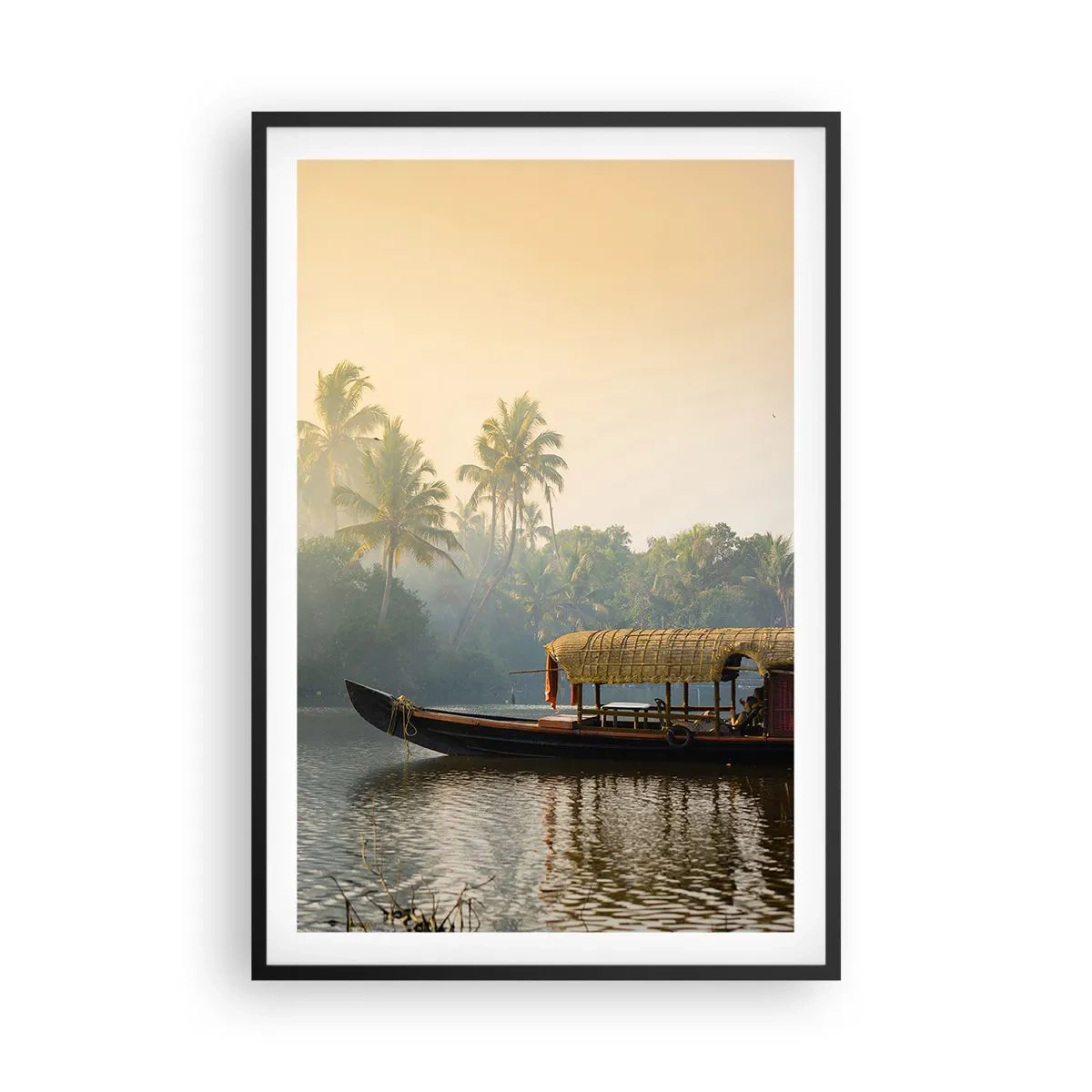 Poster in een zwarte lijst - Huis aan de rivier - 61x91 cm