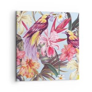 Schilderen op canvas - Bloemblaadjes en veren - 70x70 cm