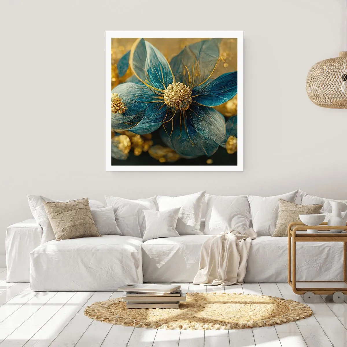 Poster - Bloei met goud - 60x60 cm