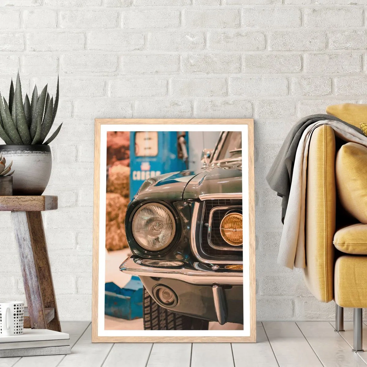 Een poster in een licht eiken lijst - Ontmoeting met een legende - 50x70 cm