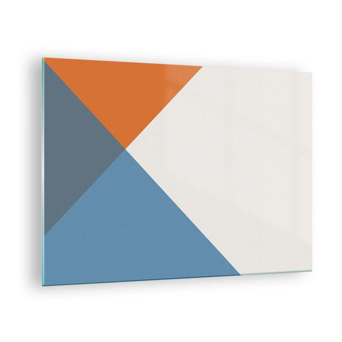 Schilderen op glas - Geometrische compositie met kleurrijke driehoeken - 70x50cm - In een hoekje… - Moderne wanddecoratie voor woonkamer en slaapkamer ARTTOR
