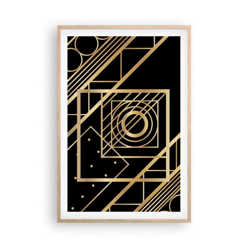 Een poster in een licht eiken lijst - Gouden geometrie - 61x91 cm