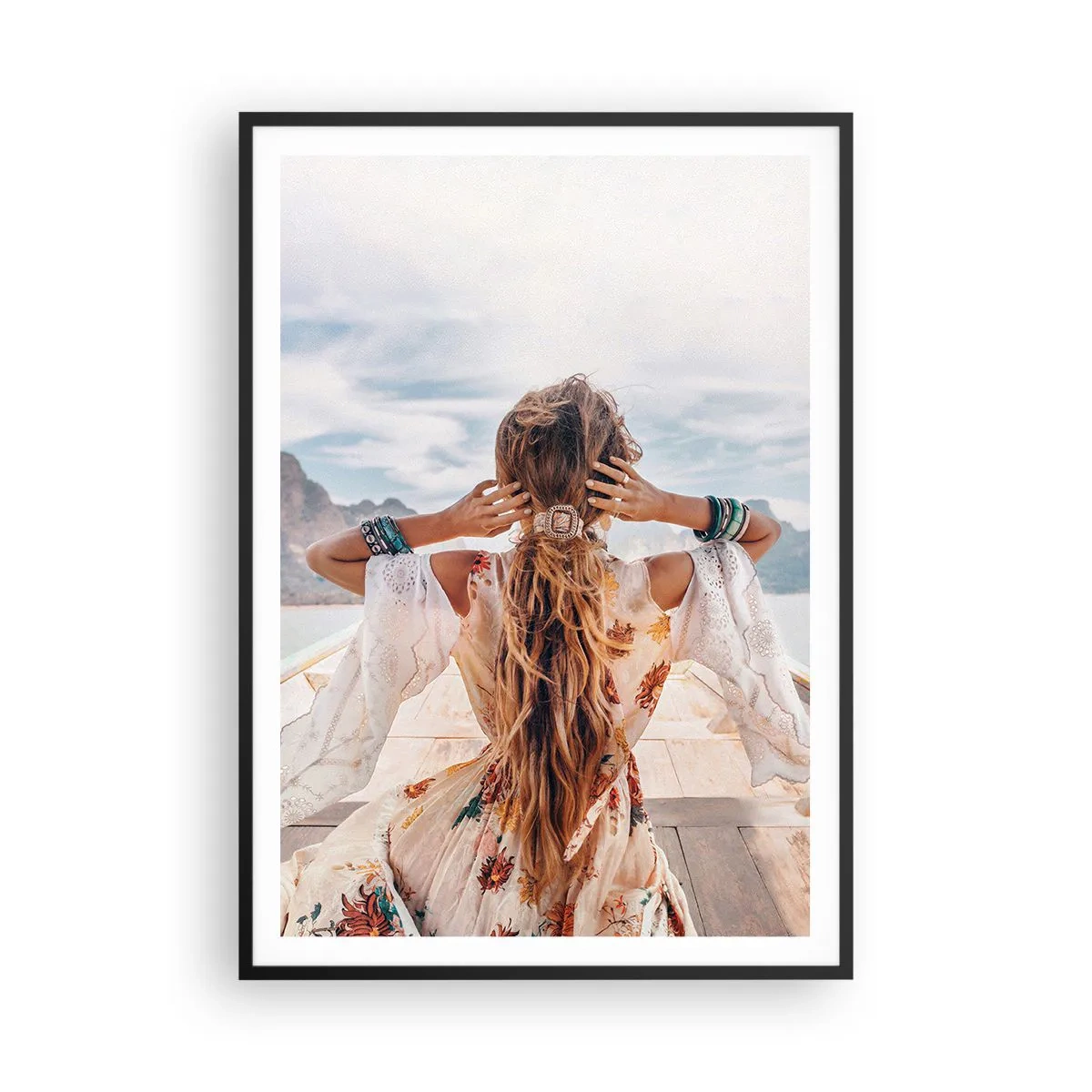 Poster in een zwarte lijst - Op weg naar geluk - 70x100 cm