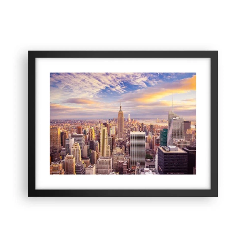 Poster in een zwarte lijst - Reik alleen naar de wolken - 40x30 cm