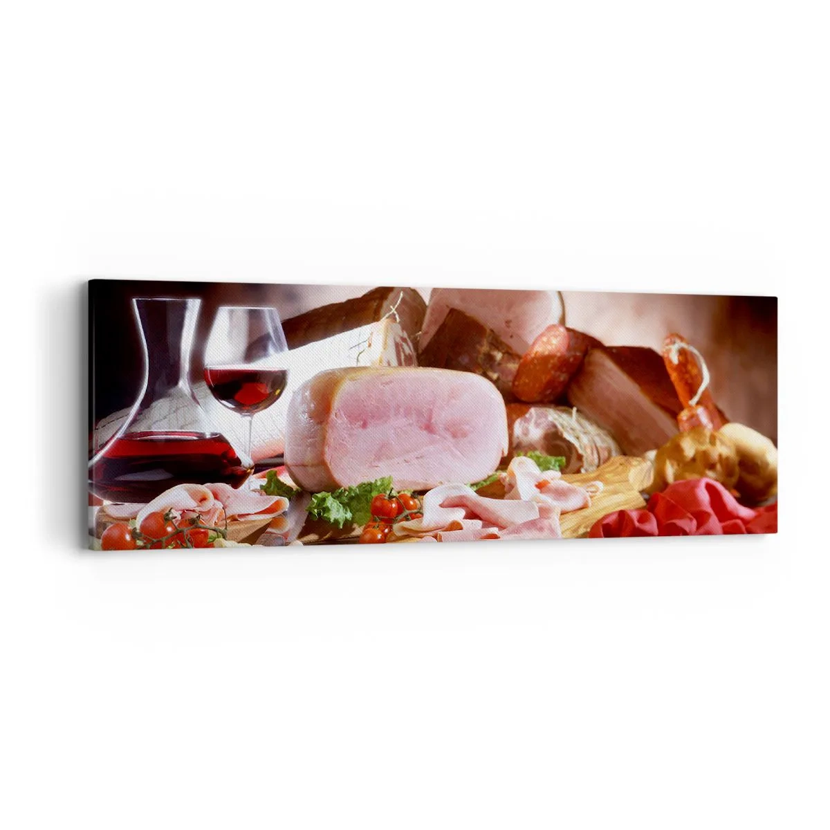 Schilderen op canvas - Een culinaire droom met een karaf - 90x30 cm