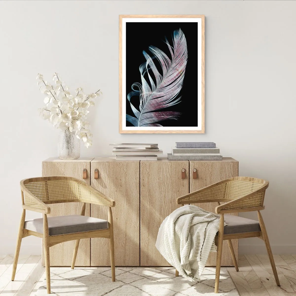 Een poster in een licht eiken lijst - Denk aan aanraking - 70x100 cm