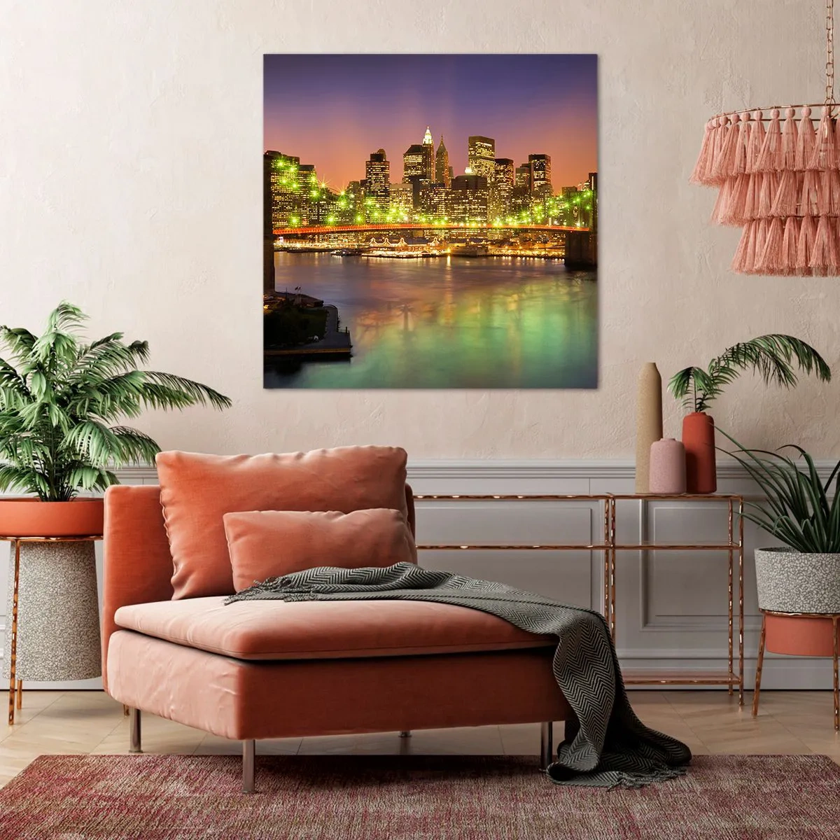 Schilderen op canvas - Het licht gaat hier nooit uit - 60x60 cm