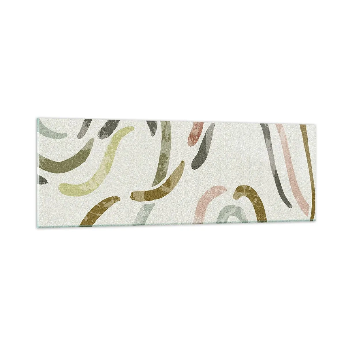 Schilderen op glas - Een vrolijke dans van abstractie - 90x30 cm