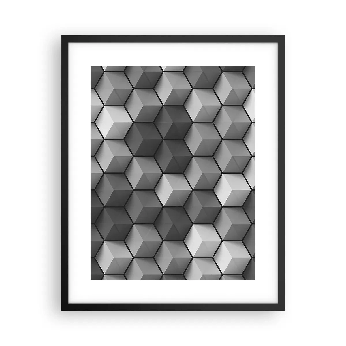 Poster in een zwarte lijst - Kubistische puzzel - 40x50 cm