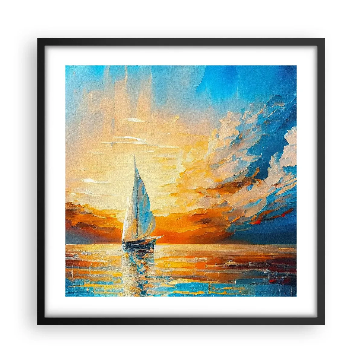 Poster in een zwarte lijst - Zeilen in goud - 50x50 cm