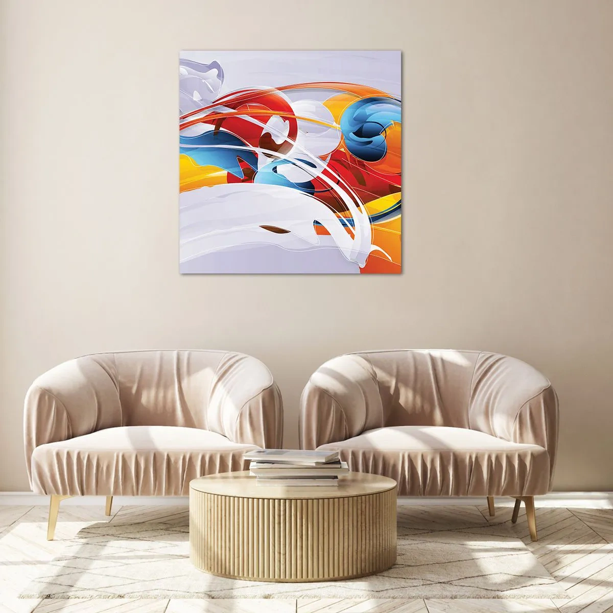 Schilderen op glas - De dans van de elementen - 30x30 cm