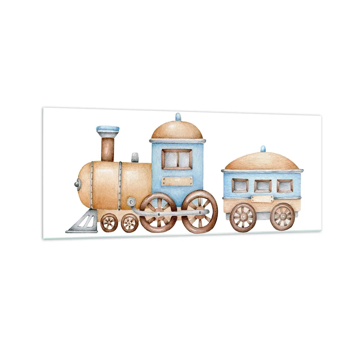 Schilderen op glas - Hij staat op het station... - 100x40 cm