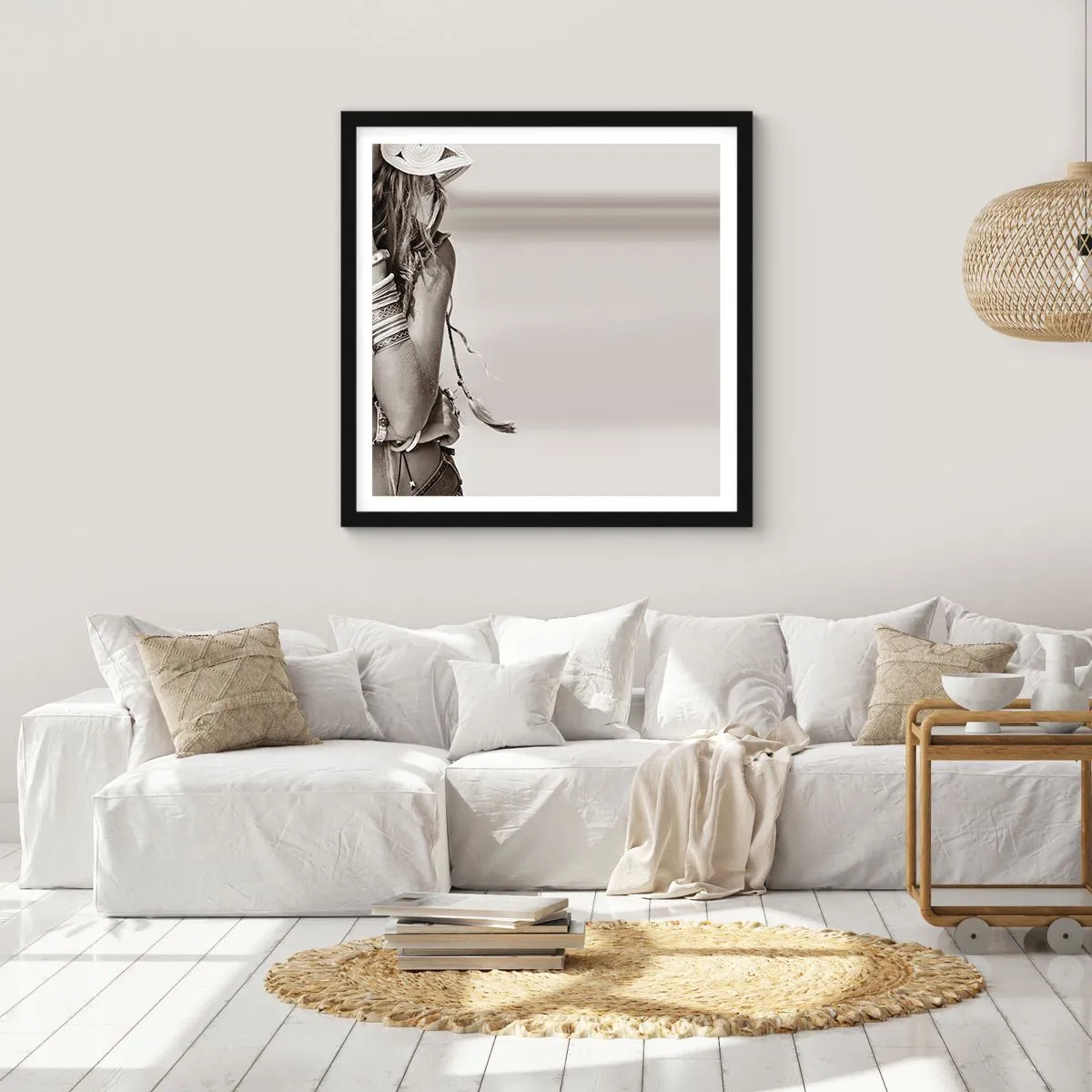 Poster in een zwarte lijst - Waarom een ​​meisje - 40x40 cm