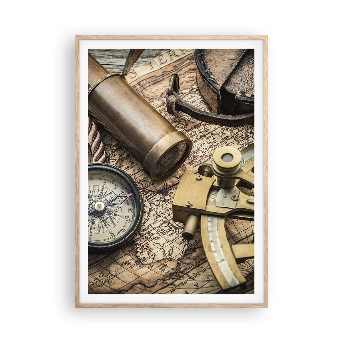 Een poster in een licht eiken lijst - Zet koers - 70x100 cm