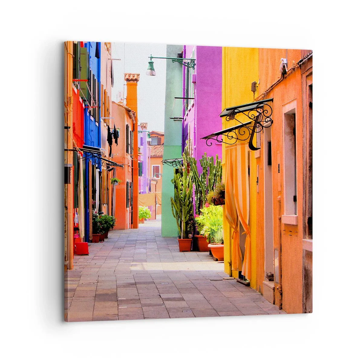 Schilderen op canvas - Regenboogsteeg - 60x60 cm