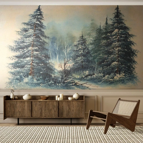 Fotobehang Premium Sand - Klaar voor kerst - Landschap, Woud, Natuur - 350x256 cm