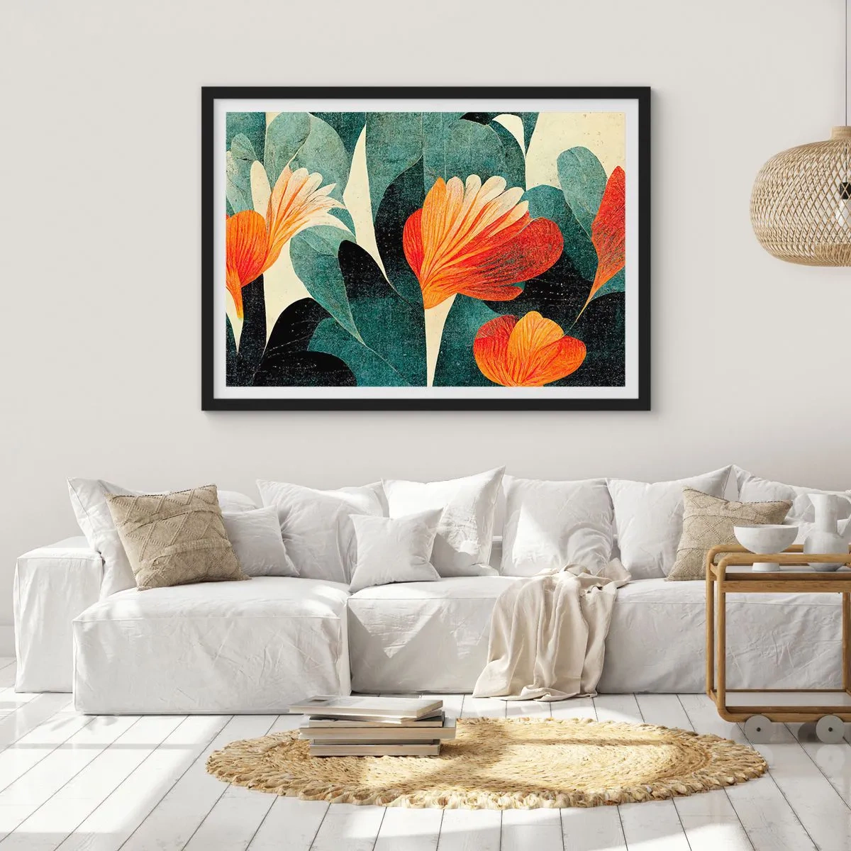 Poster in een zwarte lijst - De hitte van de tropen en de koelte van het groen - 91x61 cm
