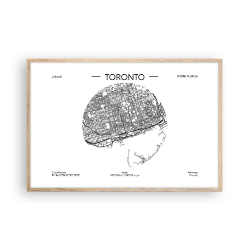 Een poster in een licht eiken lijst - Anatomie van Toronto - 91x61 cm