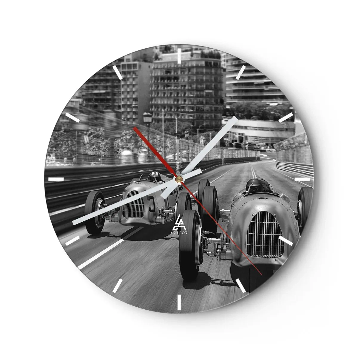 Wandklok - Klok - Oldtimerrace op de straten van Monte Carlo - 30x30cm - Lang geleden in Monte Carlo - Moderne wanddecoratie voor woonkamer, keuken en slaapkamer ARTTOR