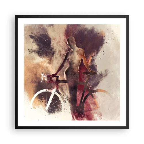 Poster in een zwarte lijst - Een fietsziel in marmeren vormen - 60x60 cm