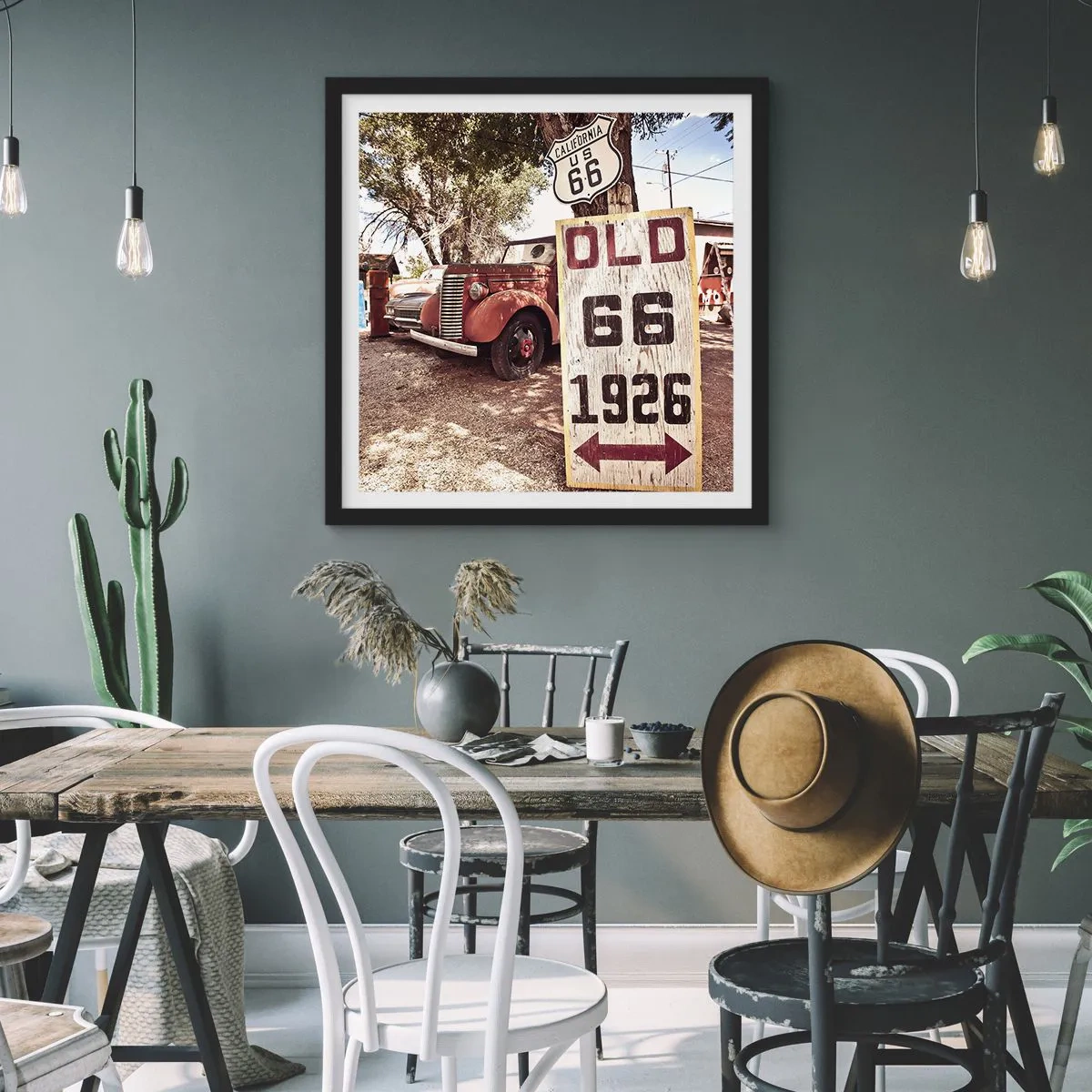 Poster in een zwarte lijst - Een legende van de Amerikaanse provincie - 50x50 cm