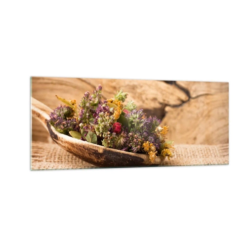 Schilderen op glas - Kleurrijke bloemen en geurige kriuden - 100x40 cm