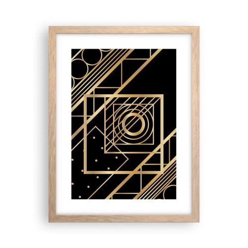 Een poster in een licht eiken lijst - Gouden geometrie - 30x40 cm