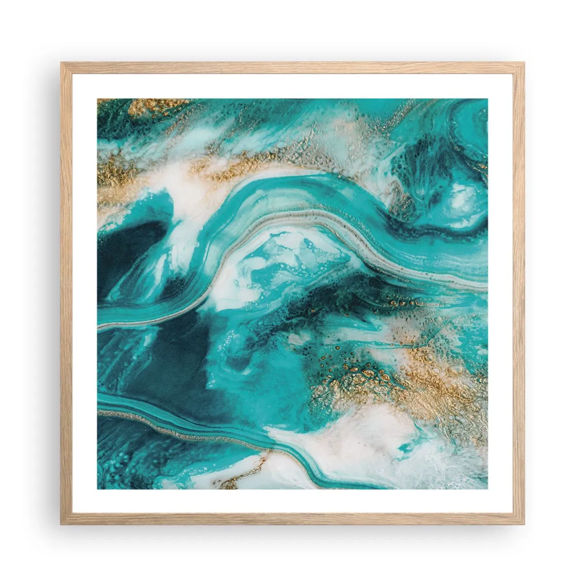 Een poster in een licht eiken lijst - De rivier van goud - 60x60 cm