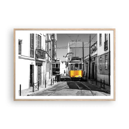 Een poster in een licht eiken lijst - De geest van Lissabon - 100x70 cm