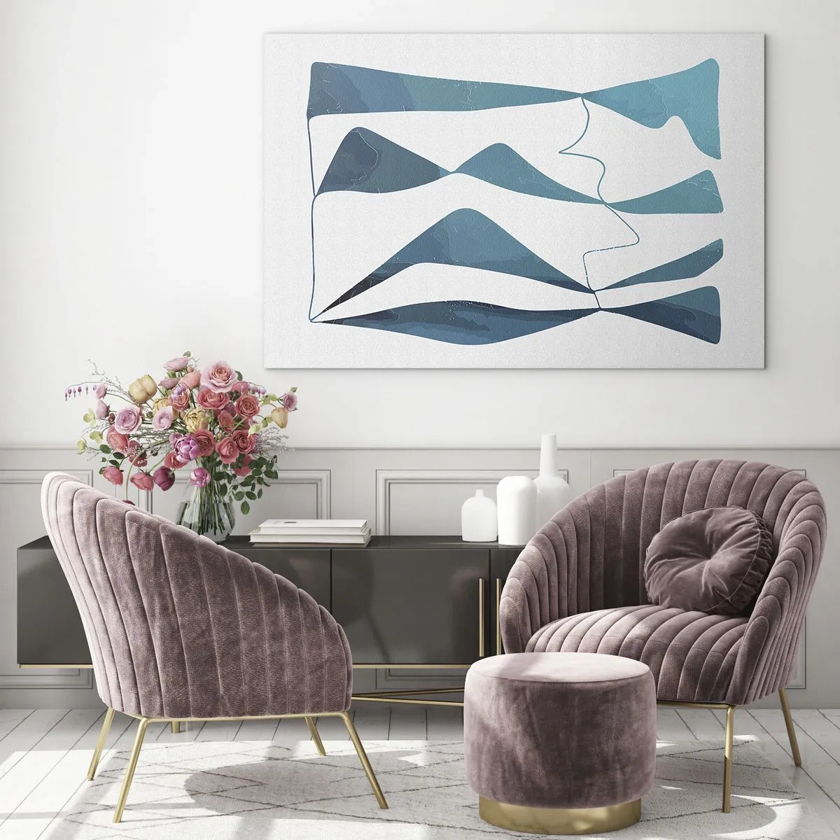 Schilderen op glas - Abstractie: turquoise verbinding - 120x80 cm