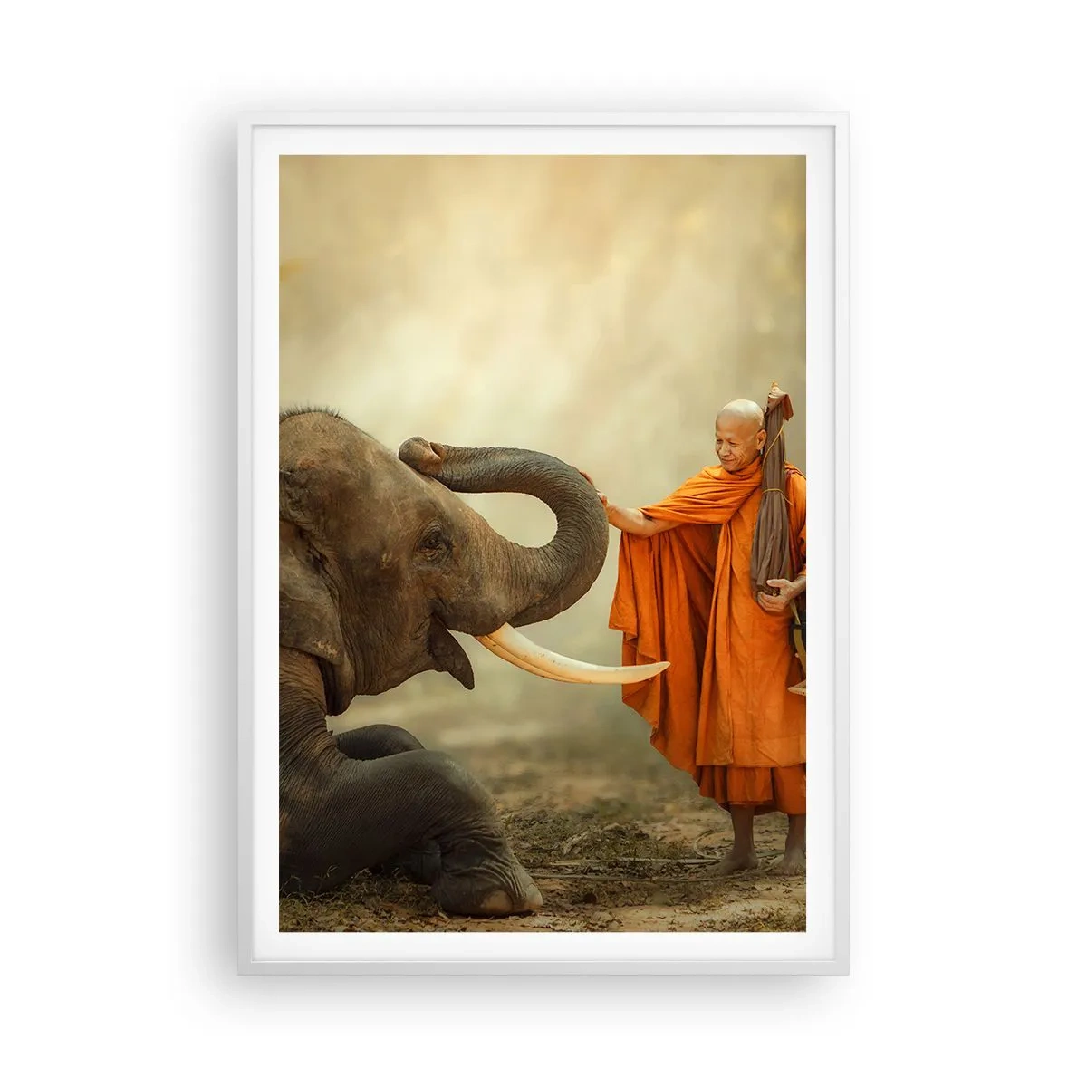 Poster in een witte lijst - Ontmoeting tijdens een reis - 70x100 cm