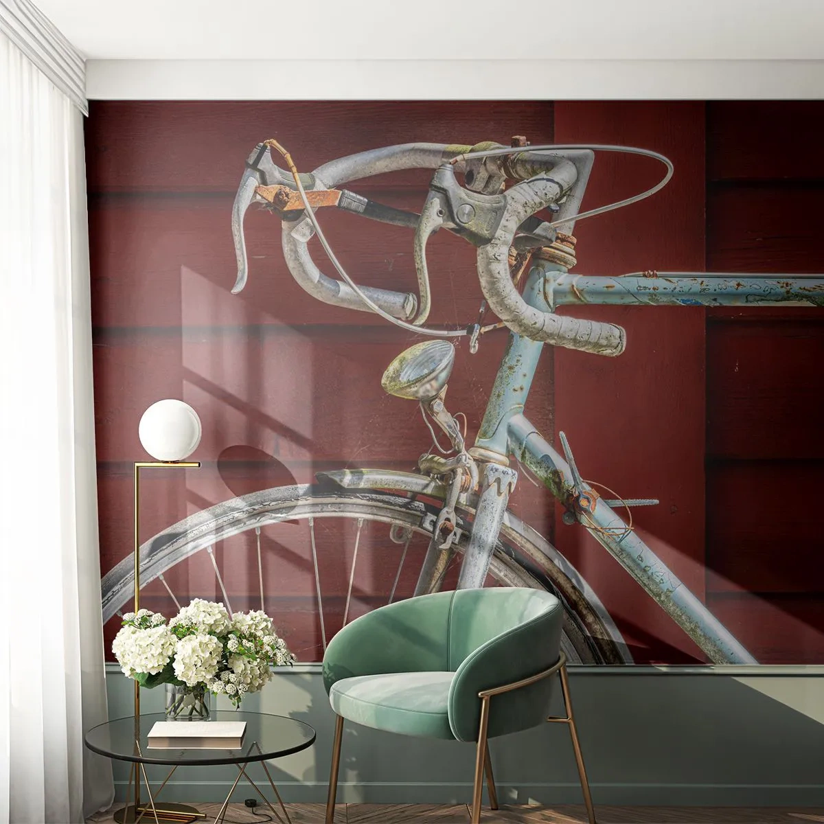 Fotobehang Premium Canvas - Gecreëerd om te winnen - Fiets, Retro, Wielersport - 250x175 cm