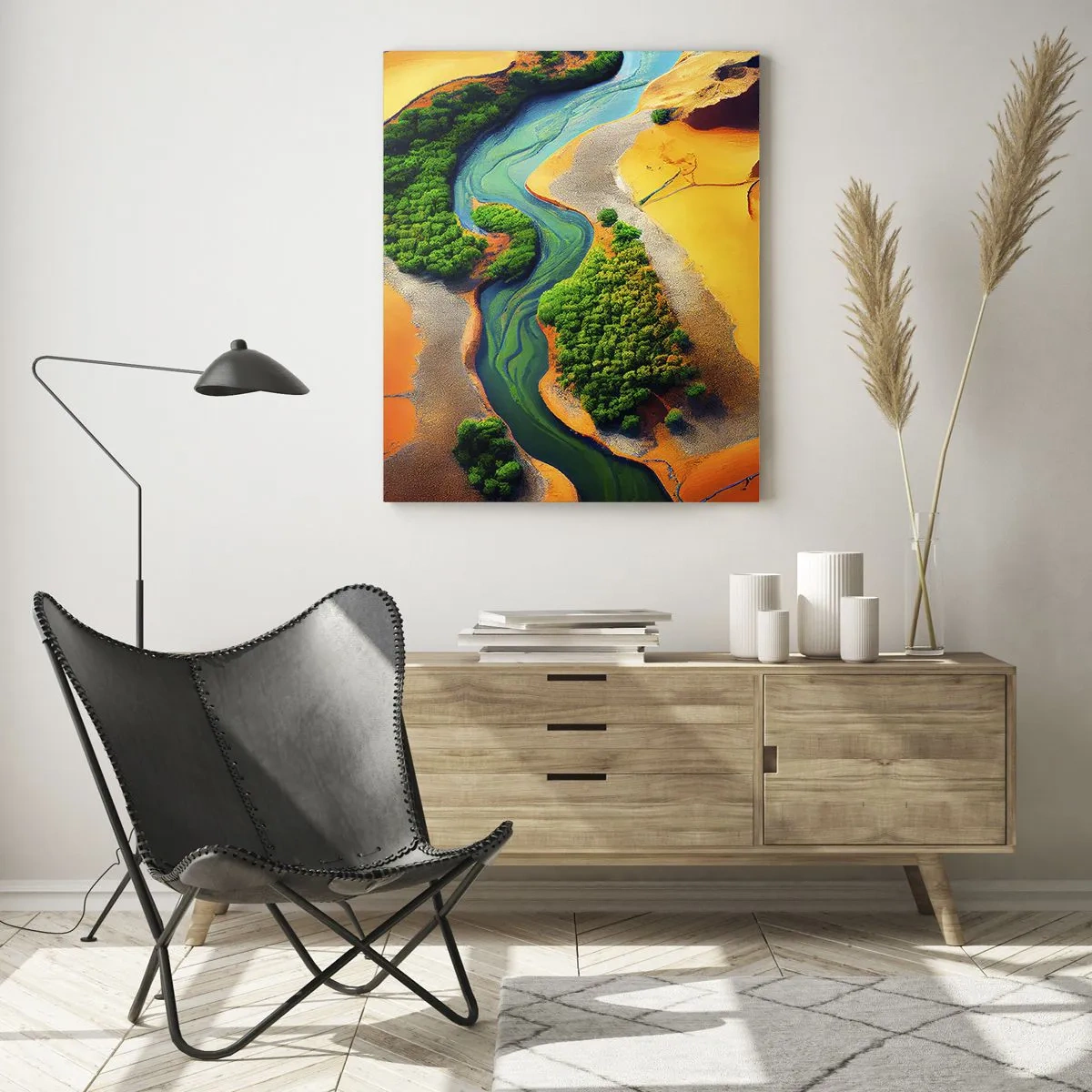 Schilderen op glas - Levengevende rivier - 70x100 cm