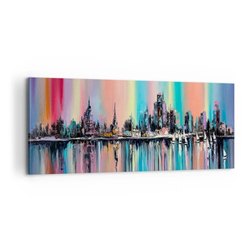 Schilderen op canvas - Om in het licht van de nacht te vallen - 100x40 cm