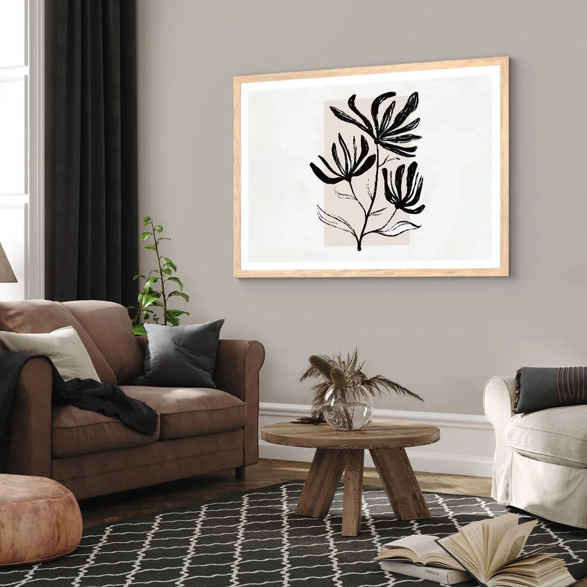 Een poster in een licht eiken lijst - Schets voor het herbarium - 70x50 cm