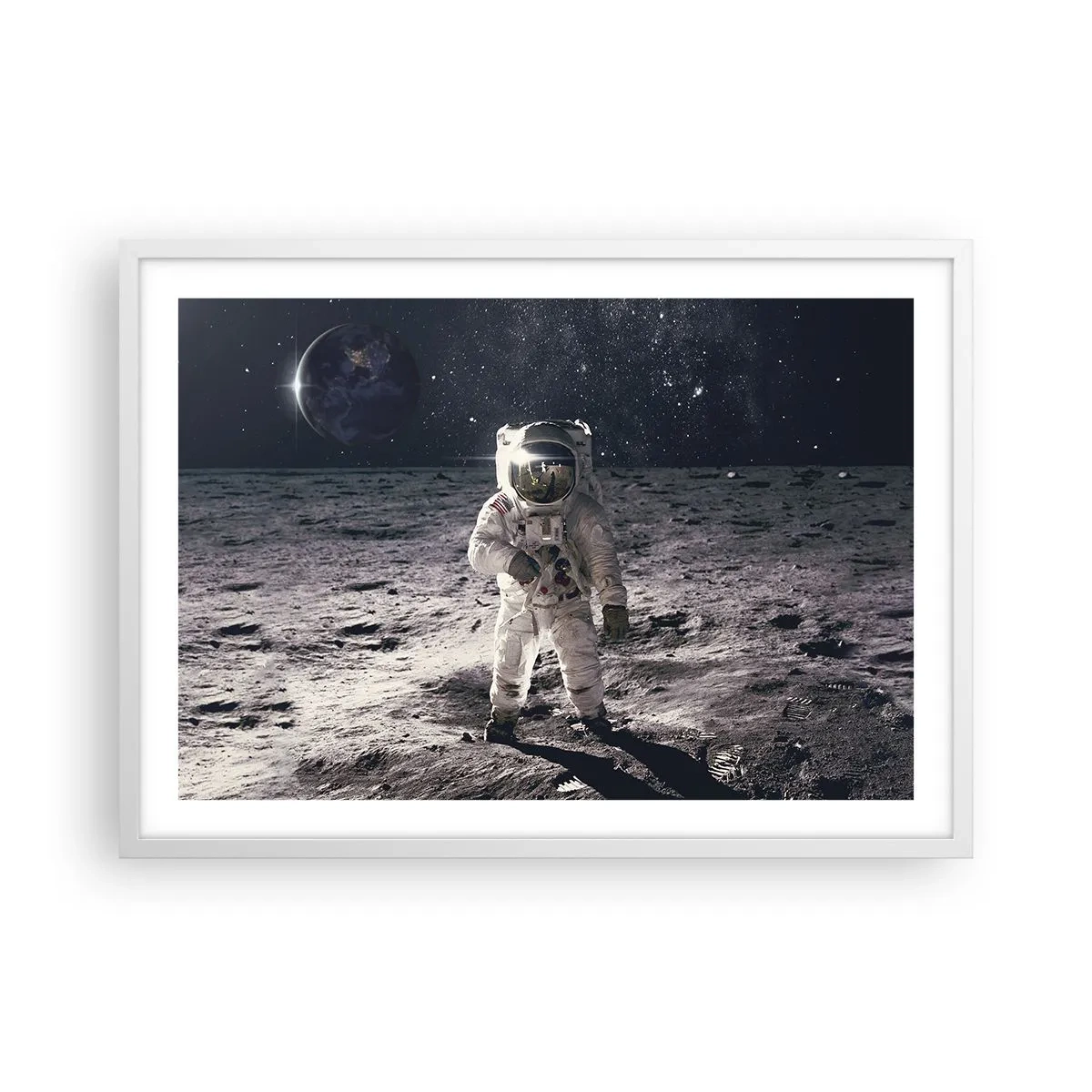 Poster in een witte lijst - Groetjes van de maan - 70x50 cm