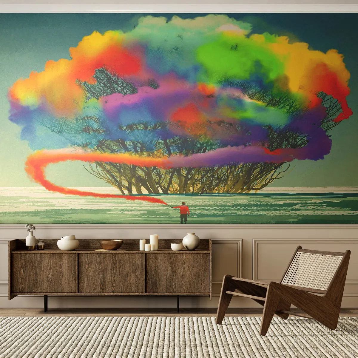 Zelfklevend Fotobehang Deluxe Sticker - Breng deze wereld tot leven - Abstractie, Man, Modern patroon - 250x175 cm