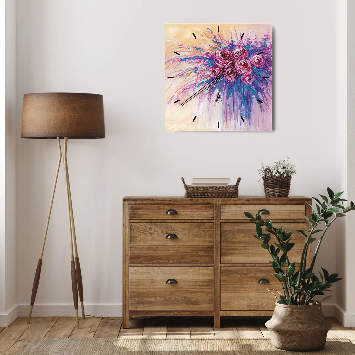 Wandklok - Klok - Rozenfontein - 30x30 cm
