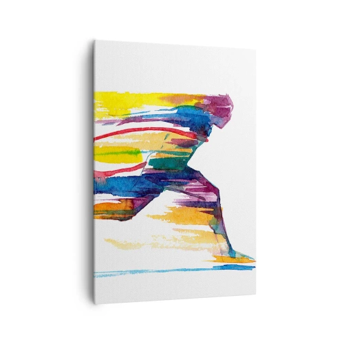 Schilderen op canvas - Rennend over de regenboog - 70x100 cm