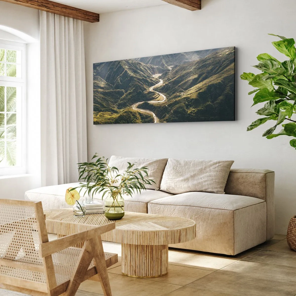 Schilderen op canvas - Recht uit het hart van de bergen - 160x50 cm